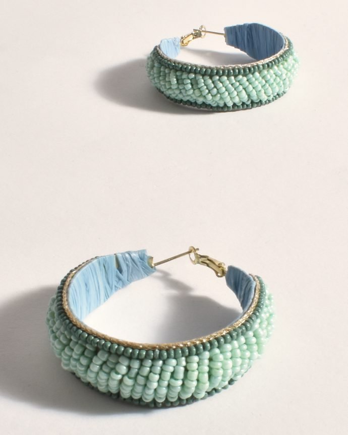 Edge Detail Beaded Hoops