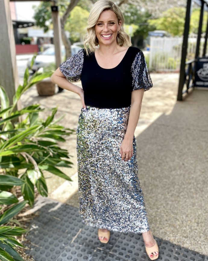 Paris Skirt – Silver Sequin